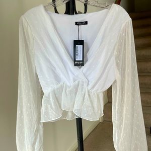 Nasty Gal Shimmery Cropped Blouse